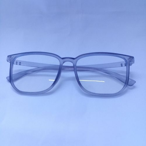 Grey Slim Frame Clear Sunglasses - Cyan