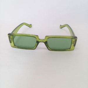 Green Transparent Rectangle Slim Frame Sunglasses - Tanner