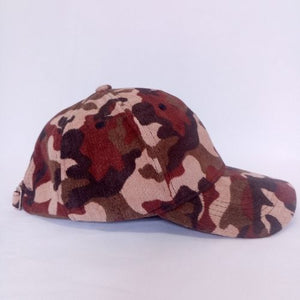 Corduroy Camo Print Adjustable Cotton Cap - Brown Mix