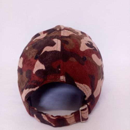 Corduroy Camo Print Adjustable Cotton Cap - Brown Mix