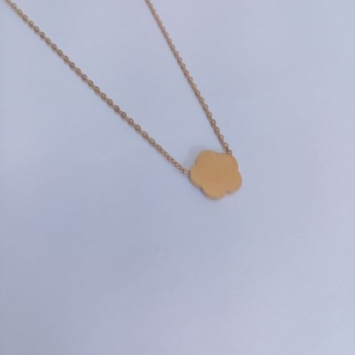 Stainless Gold Green Inlaid Single Clover Necklace