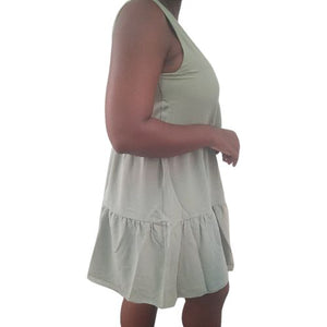 Sage Sleeveless Tiered Mini Dress