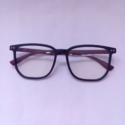 Black Brown Slim Frame Clear Sunglasses - Cyan