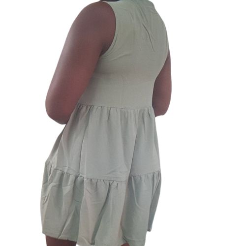 Sage Sleeveless Tiered Mini Dress