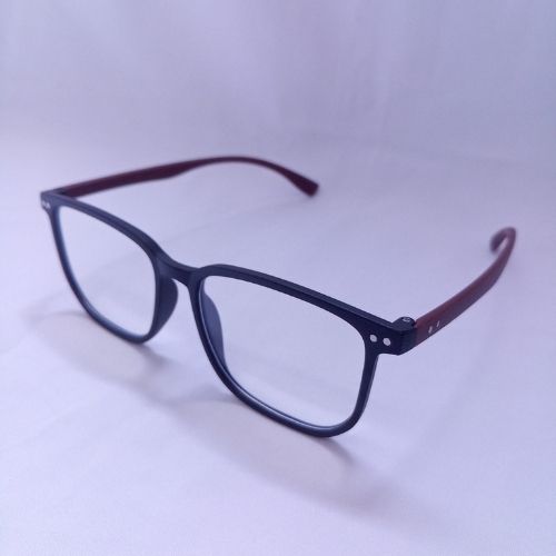 Black Brown Slim Frame Clear Sunglasses - Cyan