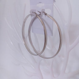 Stainless Silver Curved Statement Hoop Earrings