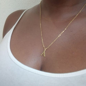 Stainless Gold Initial Dainty Necklace - A