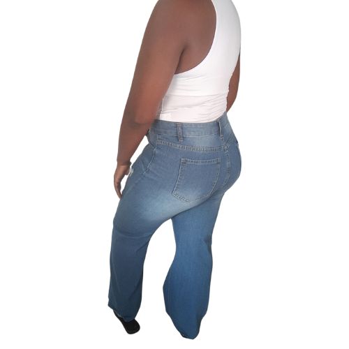 Ripped Dark Wash Full Length Cut Off Mom Jeans