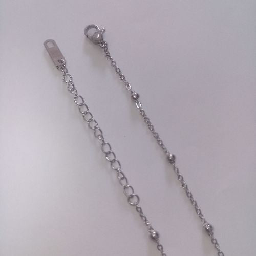 Stainless Silver Dainty Beaded Chain Anklet