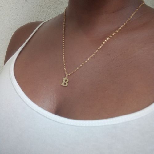 Stainless Gold Initial Dainty Necklace - B