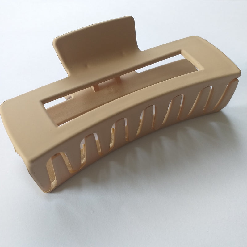 Large Matte Rectangle Claw Clip - Beige