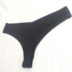 Seamless Stretchy Thong Panties - Black