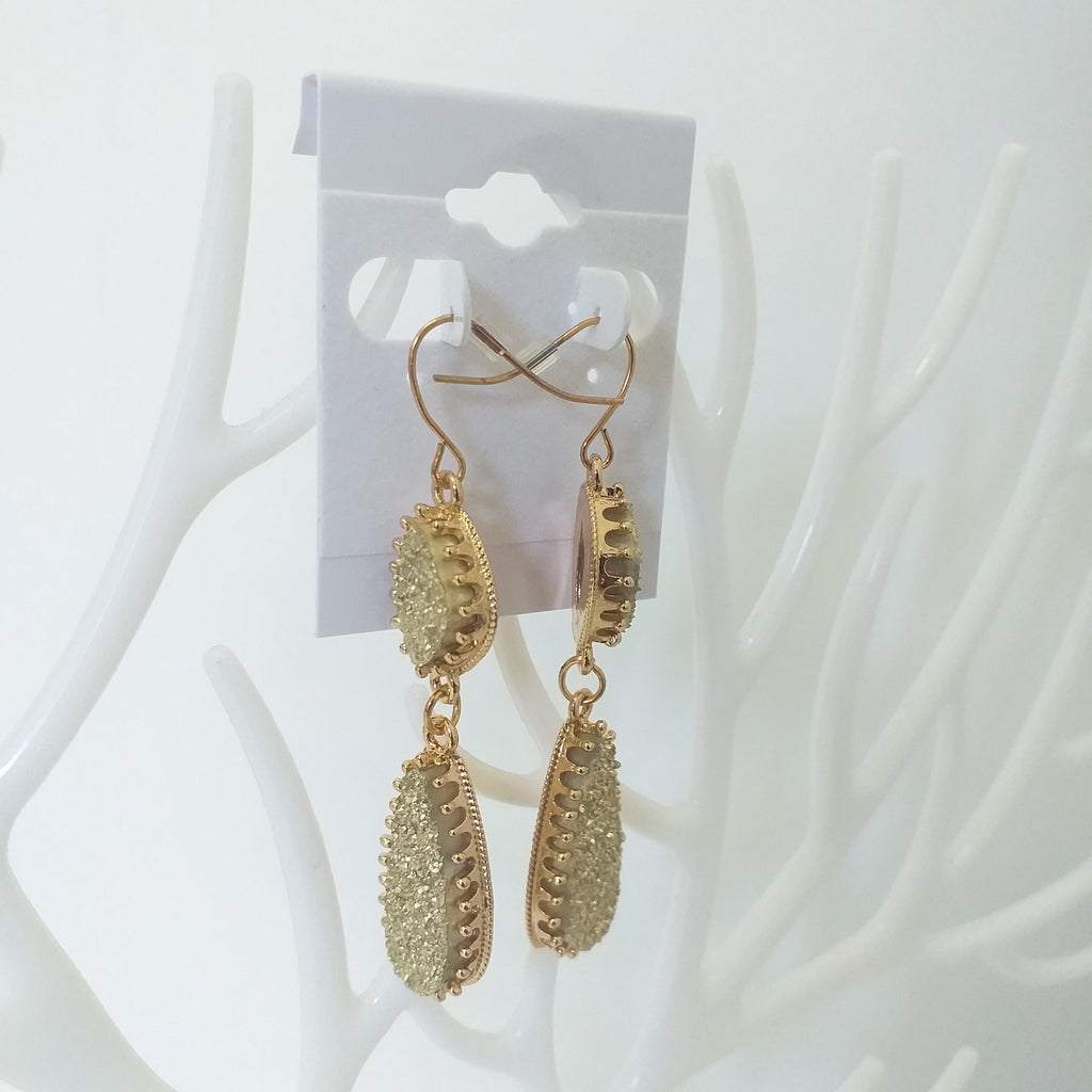 Faux Crystal Dangle Statement Fashion Earrings - Light Sage Green