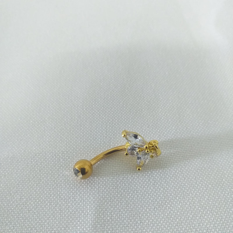 Stainless Gold CZ Lotus Belly Piercing