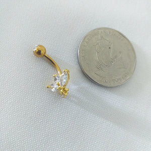 Stainless Gold CZ Lotus Belly Piercing