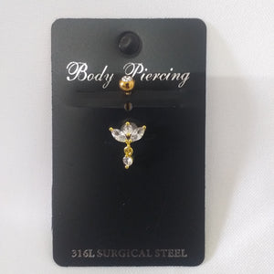 Stainless Gold CZ Lotus Belly Piercing