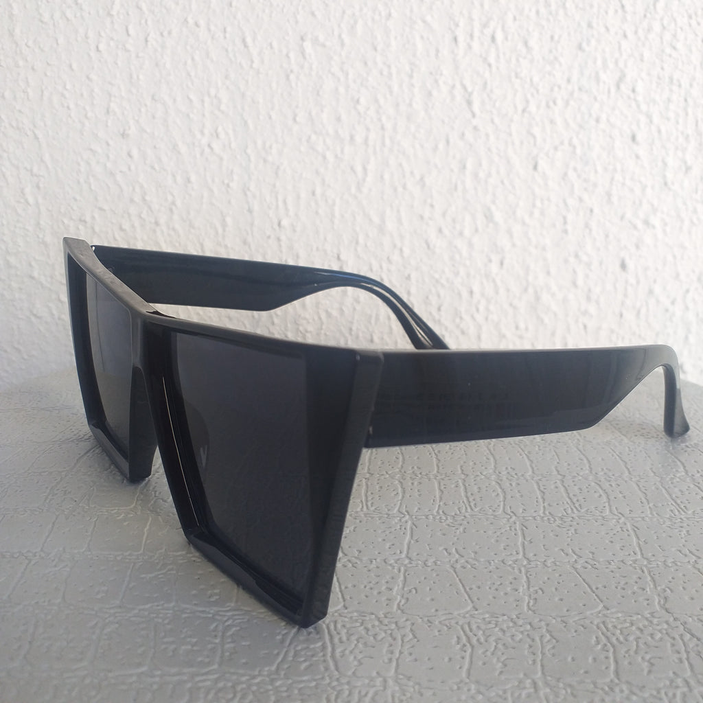 Black Oversized Angled Frame Sunglasses - Jem