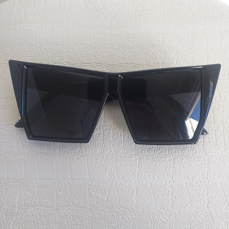 Black Oversized Angled Frame Sunglasses - Jem