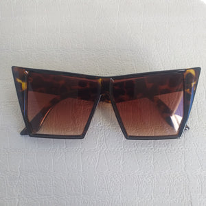 Leopard Oversized Angled Frame Sunglasses - Jem