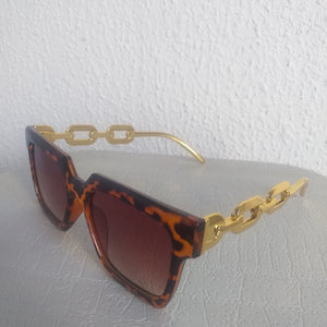 Leopard Medium Square Gold Chain Sunglasses - Fab