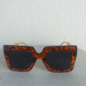 Leopard Oversized Square Gold Chain Sunglasses - Fabbi