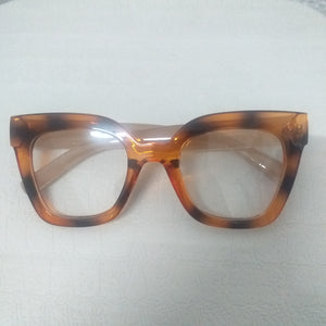 Orange Leopard Oversized Thick Frame Clear Sunglasses - Clarinda