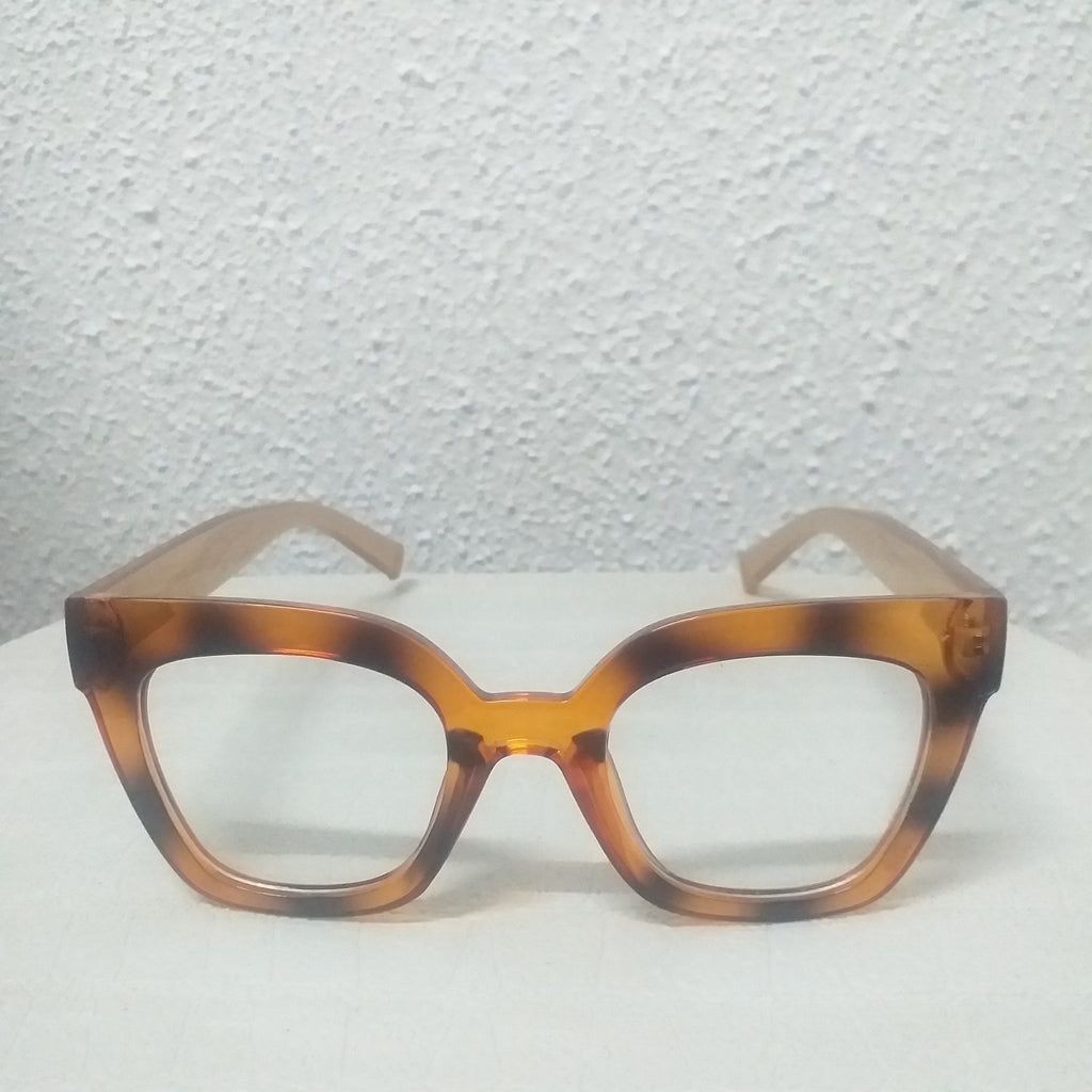 Orange Leopard Oversized Thick Frame Clear Sunglasses - Clarinda