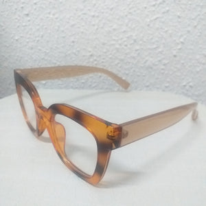 Orange Leopard Oversized Thick Frame Clear Sunglasses - Clarinda