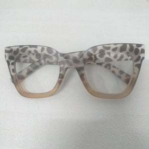 Light Leopard Gradient Matte Oversized Thick Frame Clear Sunglasses - Clarinda