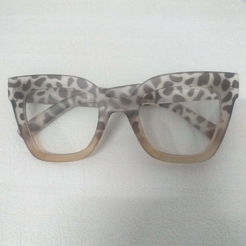 Light Leopard Gradient Matte Oversized Thick Frame Clear Sunglasses - Clarinda