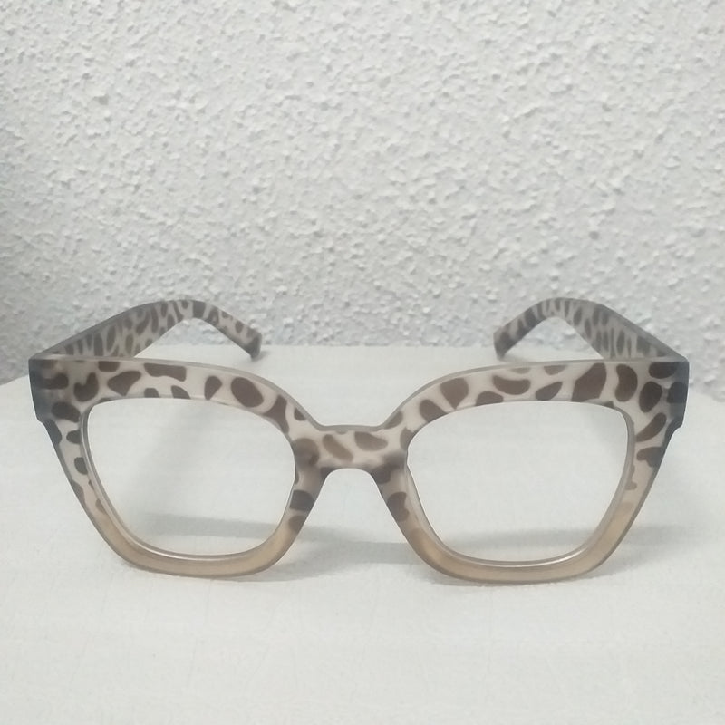 Light Leopard Gradient Matte Oversized Thick Frame Clear Sunglasses - Clarinda