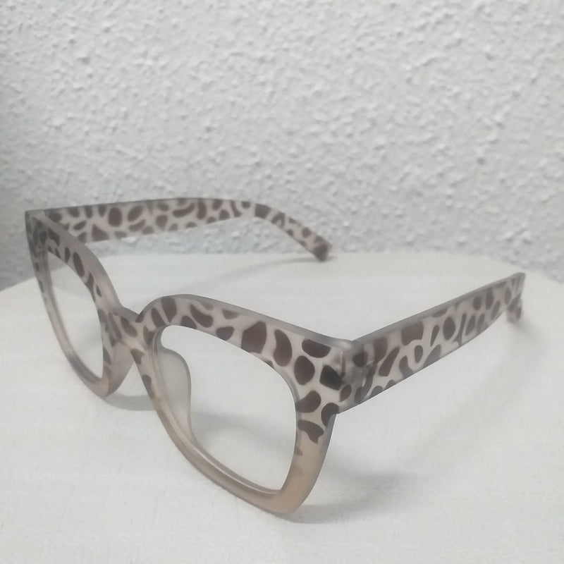 Light Leopard Gradient Matte Oversized Thick Frame Clear Sunglasses - Clarinda