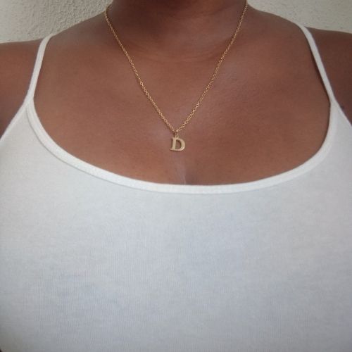 Stainless Gold Initial Dainty Necklace - D