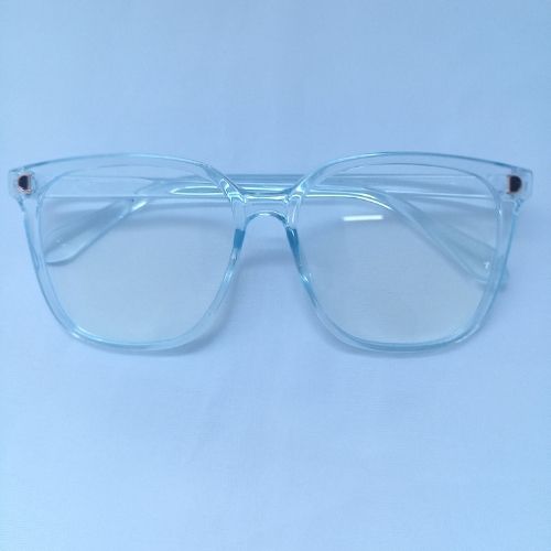 Light Blue Retro Oversized Frame Clear Sunglasses - Dacey