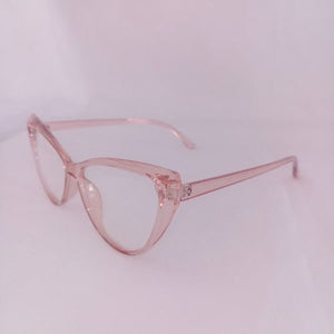 Brown Cat Eye Slim Clear Sunglasses - Cidney