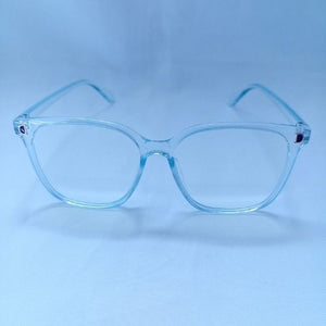 Light Blue Retro Oversized Frame Clear Sunglasses - Dacey