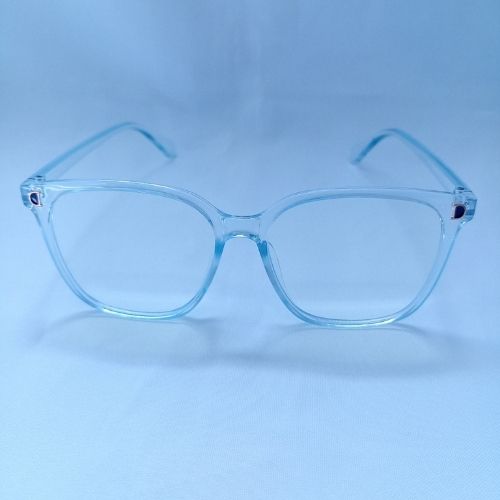 Light Blue Retro Oversized Frame Clear Sunglasses - Dacey