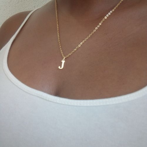 Stainless Gold Initial Dainty Necklace - J