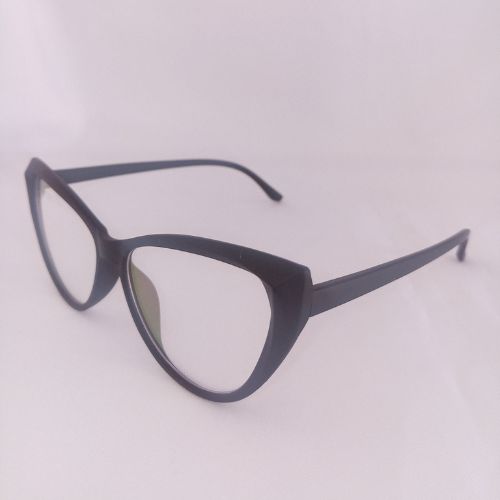 Black Matte Cat Eye Slim Clear Sunglasses - Cidney