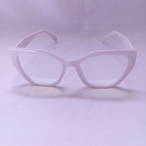 White Glossy Angled Frame Clear Sunglasses - Cia