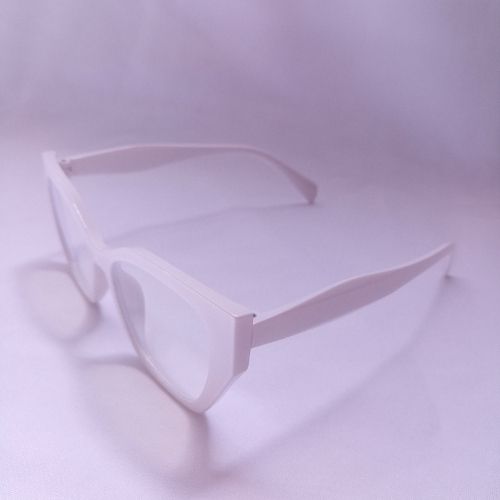 White Glossy Angled Frame Clear Sunglasses - Cia