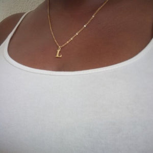 Stainless Gold Initial Dainty Necklace - L