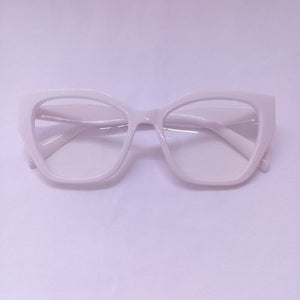 White Glossy Angled Frame Clear Sunglasses - Cia