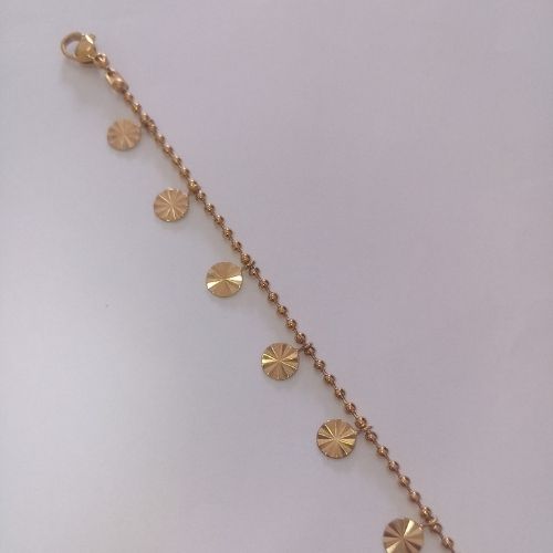 Stainless Gold Radiant Circles Beaded Charm Anklet