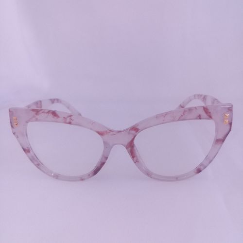 Brown Marble Cat Eye Thick Frame Clear Sunglasses - Cinthea