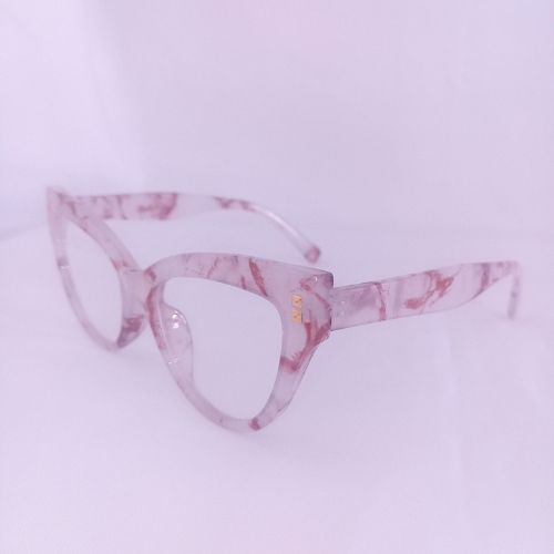 Brown Marble Cat Eye Thick Frame Clear Sunglasses - Cinthea