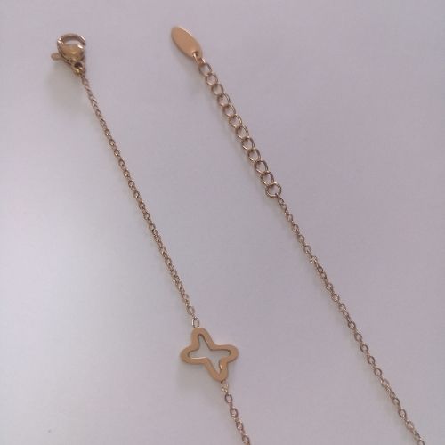 Stainless Gold CZ Double Butterfly Anklet