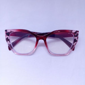 Red Leopard Gradient Glossy Angled Frame Clear Sunglasses - Cia