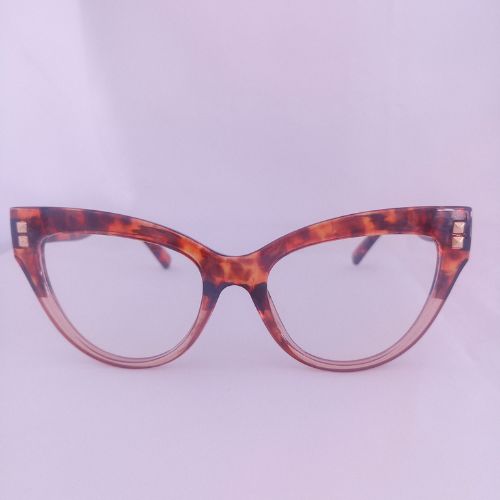 Dark Leopard Gradient Cat Eye Thick Frame Clear Sunglasses - Cinthea