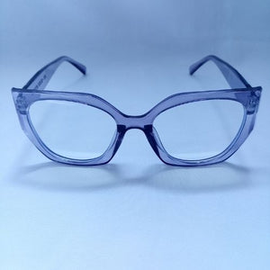 Purple Glossy Angled Frame Clear Sunglasses - Cia